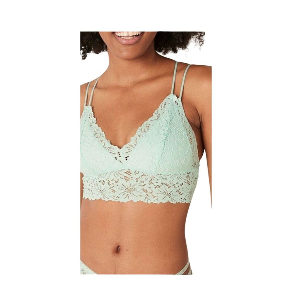 New Pink Mint Lace Bralette XXL Removable Padding Strappy Back Tags Lingerie